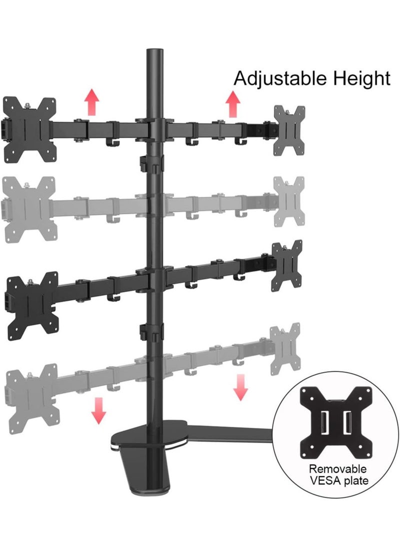 Quad Monitor Arm Stand Free Standing Quad Monitor Clamp Desk Mount Stand For 13"-27" Screens Quad Monitor Bracket Tilt Swivel Rotation  - Image 4