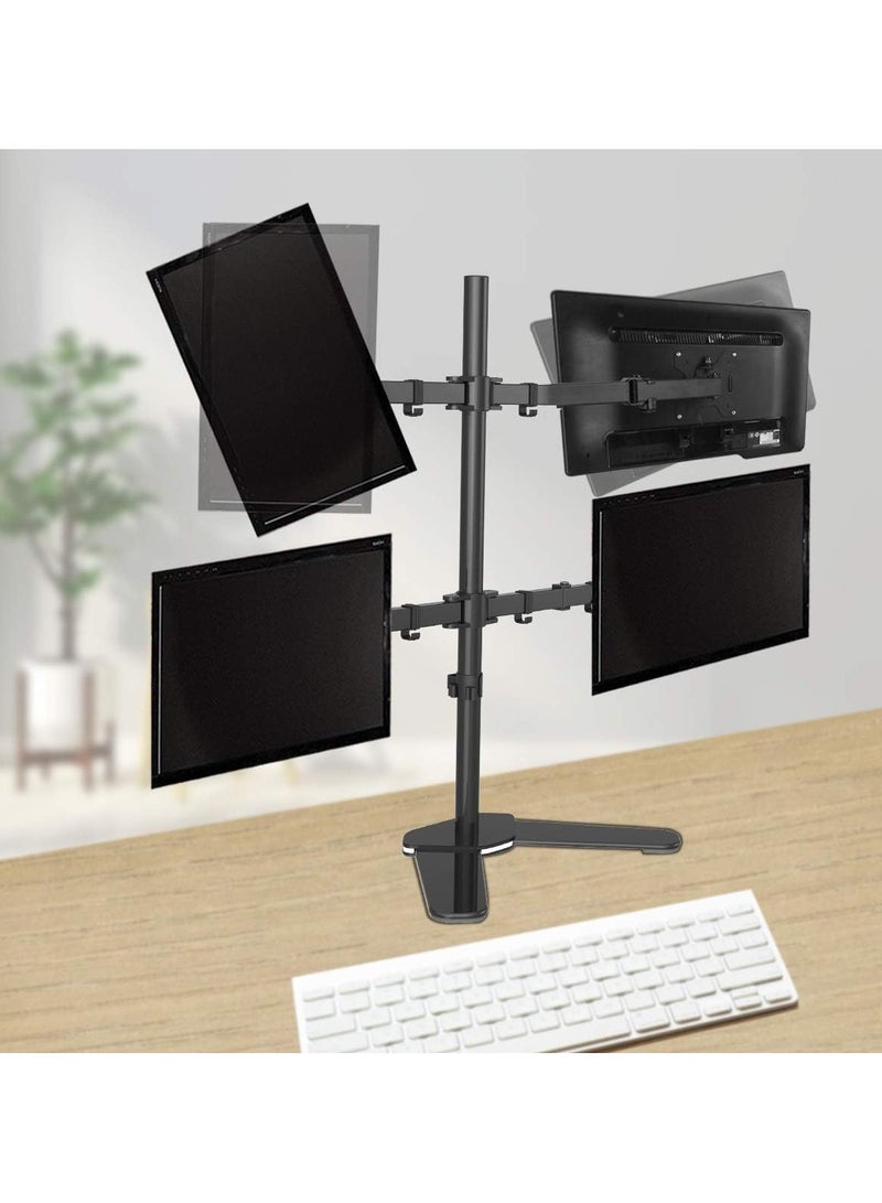 Quad Monitor Arm Stand Free Standing Quad Monitor Clamp Desk Mount Stand For 13"-27" Screens Quad Monitor Bracket Tilt Swivel Rotation  - Image 1