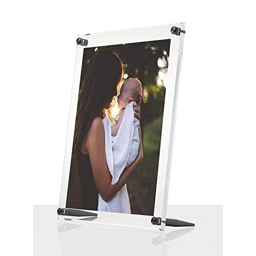 Wexel Art 5x7" Clear UV Grade Acrylic Tabletop Floating Picture Frame Display with Graphite Hardware for Art and Photos - Image 5