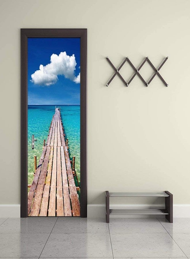 ملصق باب ثلاثي الأبعاد بتصميم رصيف الفن الحديث، ملصقات جدارية من الفينيل سهلة اللصق لتزيين المنزل، 30.3 × 78.7 بوصة (77 × 200 سم)، مجموعة من قطعتين - Image 3