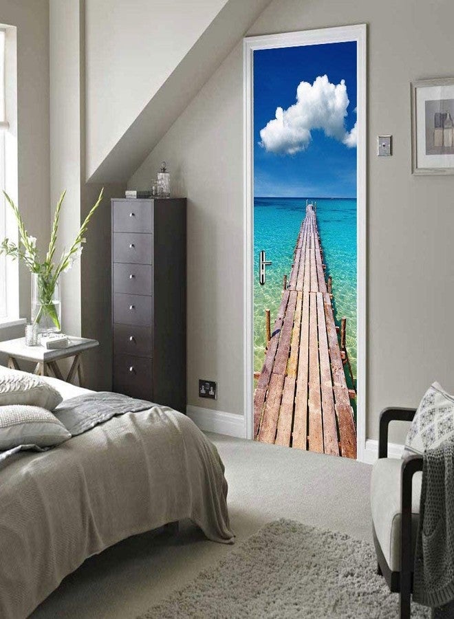 ملصق باب ثلاثي الأبعاد بتصميم رصيف الفن الحديث، ملصقات جدارية من الفينيل سهلة اللصق لتزيين المنزل، 30.3 × 78.7 بوصة (77 × 200 سم)، مجموعة من قطعتين - Image 5