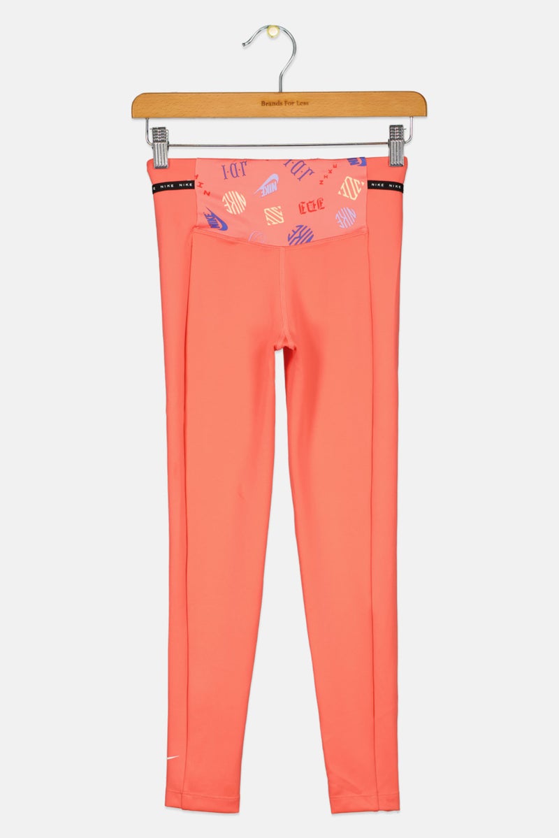 Nike Kids Girl Tight Fit Training Legging, Coral - Image 2