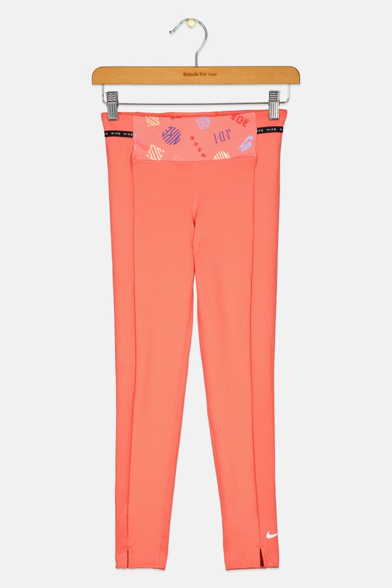 Nike Kids Girl Tight Fit Training Legging, Coral - Image 1
