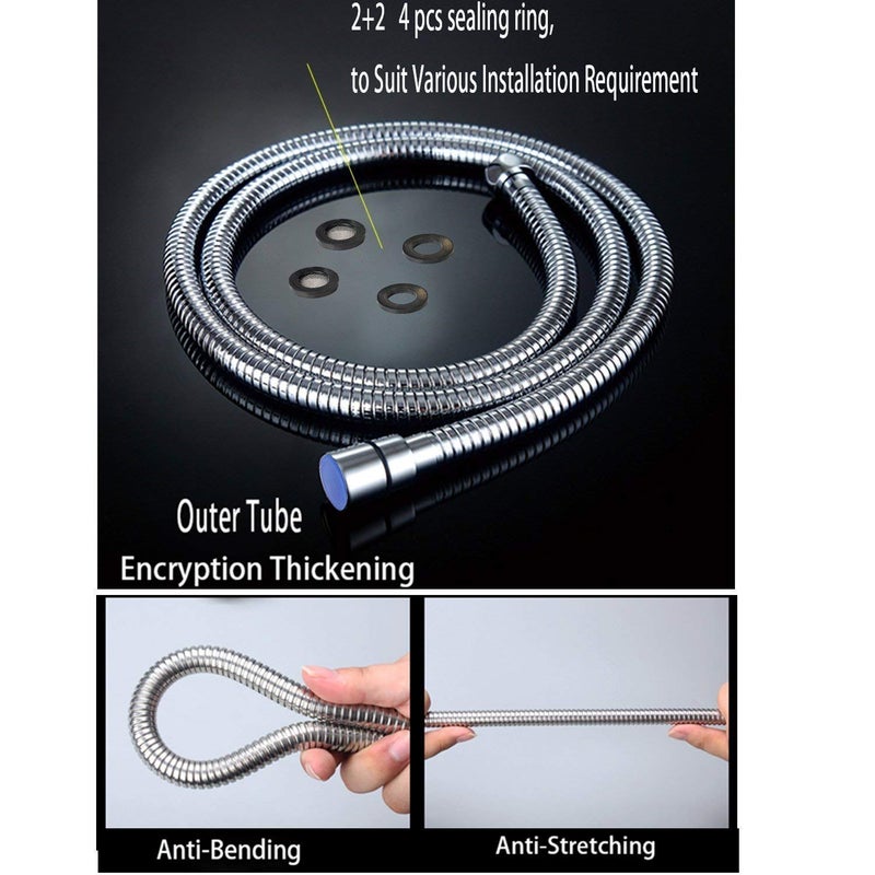 Mawson 1 Meter SS304 Grade Flexible Shower Hose Pipe Chrome Pack of 2 - Image 4