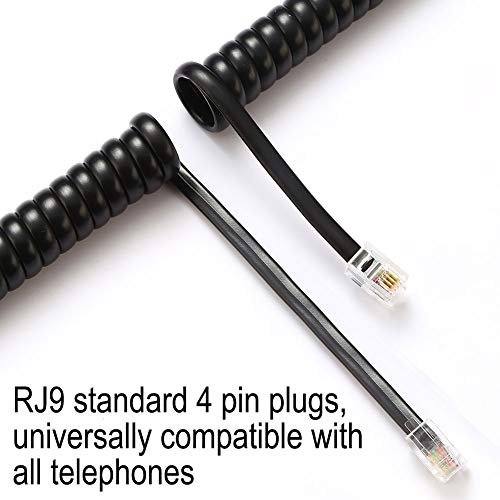 Comtrue Telephone Cord, Phone Cord,Handset Cord, Black, 2 Pack, Universally Compatible - Image 2