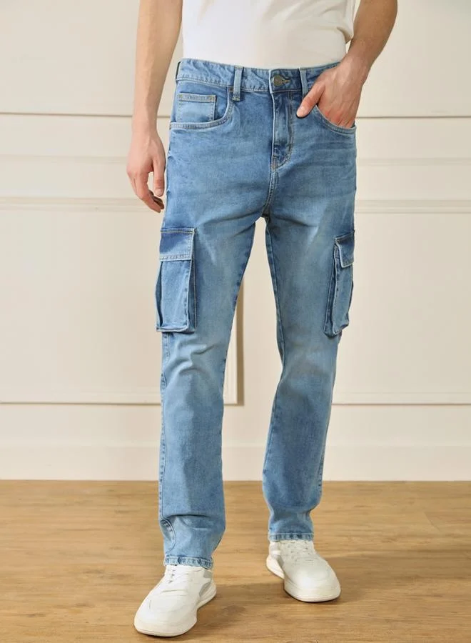Dennis Lingo Men's Light Blue Straight Fit Twill Jeans