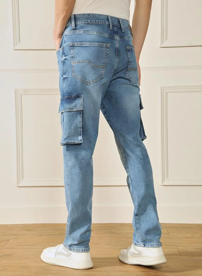 Dennis Lingo Men's Light Blue Straight Fit Twill Jeans