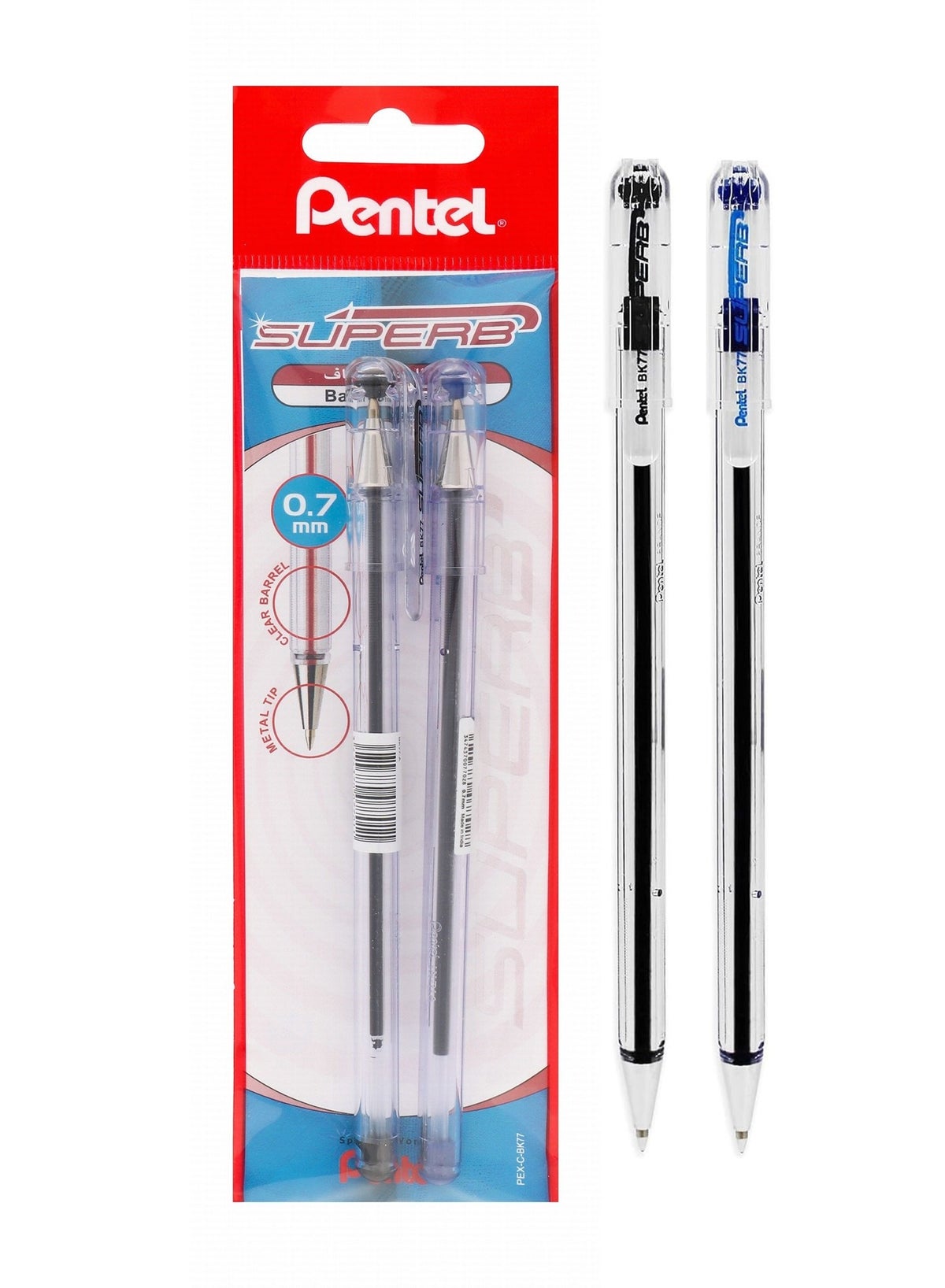 Mm Pentel Superb Ballpoint Pen Bk77 Fine Pentel 2-Piece Superb