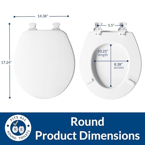 Bemis CHURCH Toilet Seat, Easy Clean Hinges Release for Deep Cleans, Durable Enameled Wood Seat, Round, White - Image 3