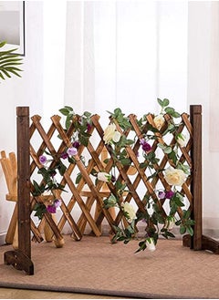 HOME TASTE Expanding Trellis Wooden Fence, Privacy Screen Freestanding Fence, Wooden Fences, Dog Safety Fence,Durable Lightweight Extra Wide Wooden Expandable Folding Garden Fence (70X70X12)  - Image 1