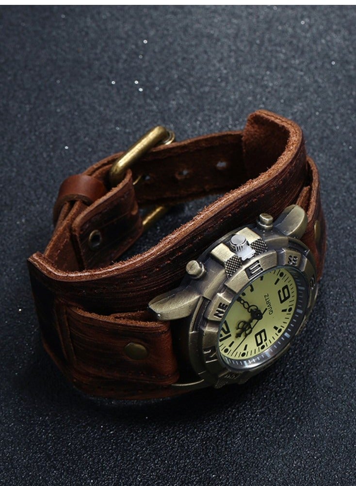 Retro Punk Leather Wrist Band Watches for Men - Image 2