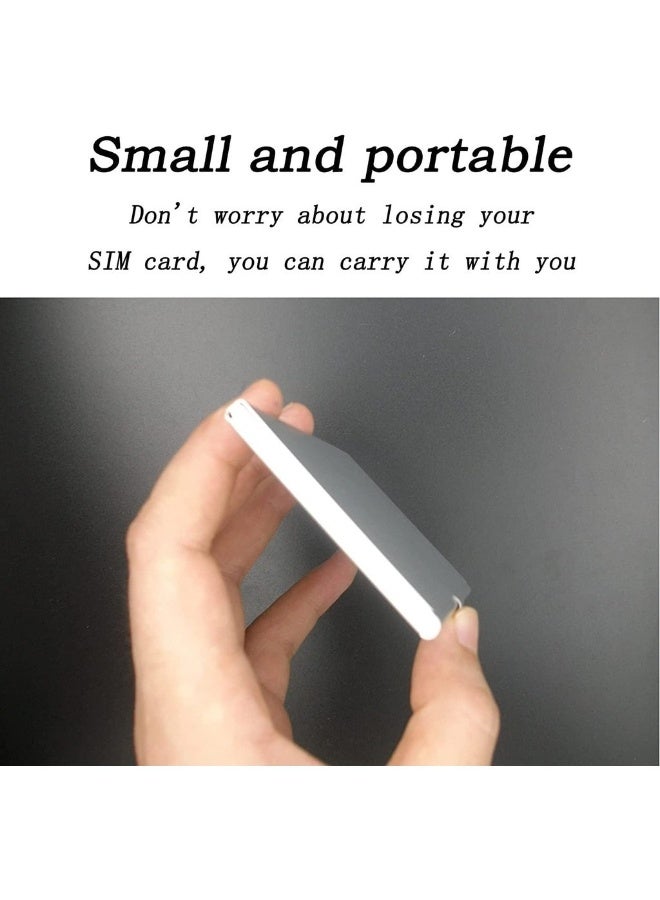 Aluminum SIM Card Case Fit For 12 Nano SIM Card And 1 Cell Phone Eject Pin Slots Universal Waterproof Slim Mini SIM Card Slots Storage Case (Silver) - Image 3