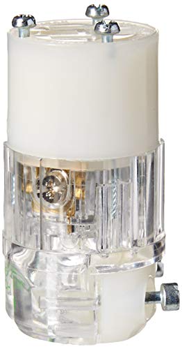 Leviton 15 Amp, 125 Volt, Connector, Straight Blade, Grounding, Power Indication, Hospital Grade, 8219-PLC, Transparent - Image 1
