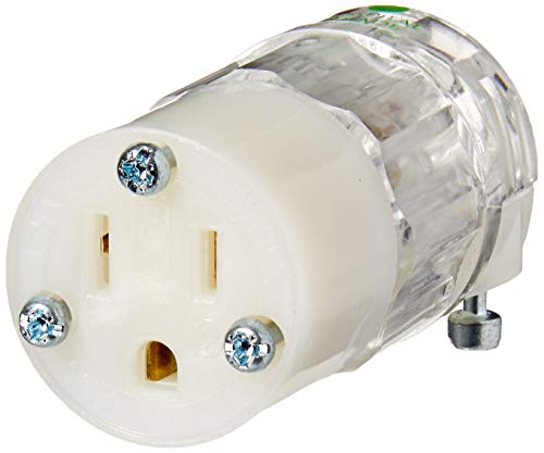 Leviton 15 Amp, 125 Volt, Connector, Straight Blade, Grounding, Power Indication, Hospital Grade, 8219-PLC, Transparent - Image 2