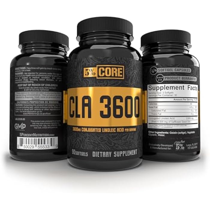 5% Nutrition Core CLA Supplement for Weight Loss, Metabolism Support & Muscle Preservation | 3,600 mg of Conjugated Linoleic Acid from 4,500 mg of Safflower Oil (30 Servings / 90 Softgels) - Image 2