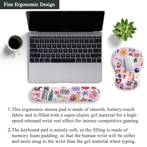 Mechanical Cattle Cute Mousepad with Wrist Rest for Computer Keyboard Mouse Pad Ergonomic Pink Kawaii Mousepad, Best Desk Decor Office Girls Pink Desk 2-in-1 Wrist Support Mouse Pad, Soft Gel Material Anti Slip Bottom - Image 4