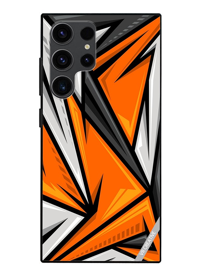 VR CREATIVE Protective Case Cover For Samsung Galaxy S24 Ultra Texture Sports Racing Style Orange Color Design Multicolour - Image 1