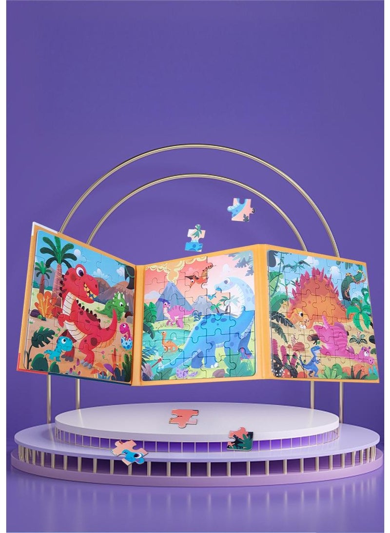 Dinosaur Themed Magnetic Travel Puzzles Toys, 3 Styles Dinosaur Wooden Jigsaw Puzzle Toys, Magnetic Puzzles for Kids Ages 3-7, Travel Games and Travel Toys, For Boys and Girls - Image 3