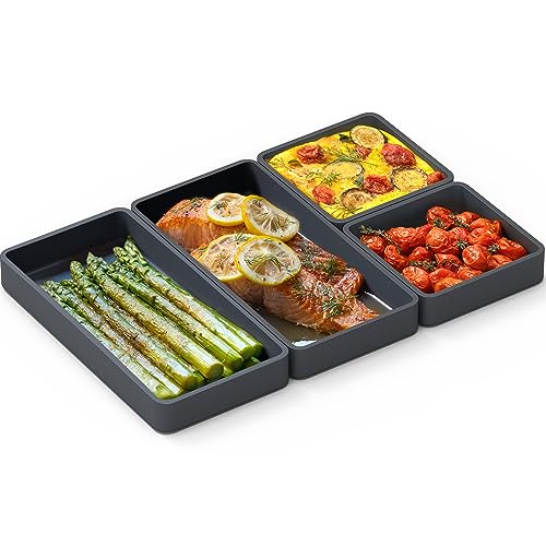 Prepd Cheat Sheets - Original Silicone Sheet Pan Dividers For Cooking & Meal Prep - Non Stick Silicone Tray Baking Set, Oven Safe & Freezer-Friendly - 4 Cheat Sheets Baking Trays - Image 1