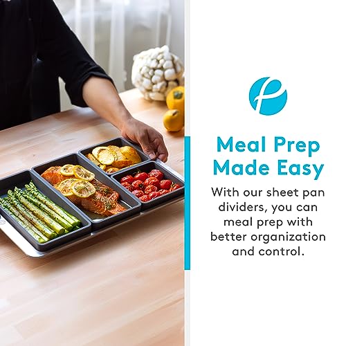 Prepd Cheat Sheets - Original Silicone Sheet Pan Dividers For Cooking & Meal Prep - Non Stick Silicone Tray Baking Set, Oven Safe & Freezer-Friendly - 4 Cheat Sheets Baking Trays - Image 3