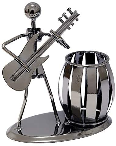 Armear Guitar Pencil Pen Holder, Decorative Metal Desk Pen Holder Cup with Rocker and Guitar Design, Desk Organizer Pencil Holder For Gifts, Kids, Students, Office Stationary - Image 1
