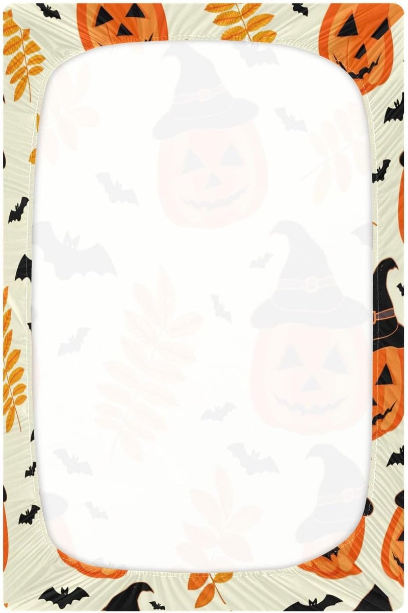 Halloween Hat Pumpkins Crib Sheets for Boys Girls Ultra Soft Breathable Baby Crib Sheet Fitted Crib Sheets for Standard Size Crib and Toddler Mattresses, 52 x 28 Inch - Image 3