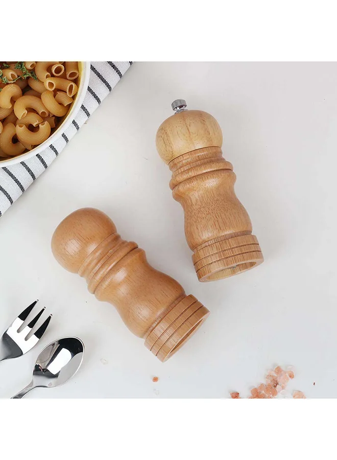 DANUBE HOME Loretta Pepper Mills & Salt Shakers Set Rubber Wood Natural Rubber Wood Whole Pepper Corn And Salt Kitchen Grinder Suitable For Home And Restaurant L5Xw5Xh12.7Cm - Clear