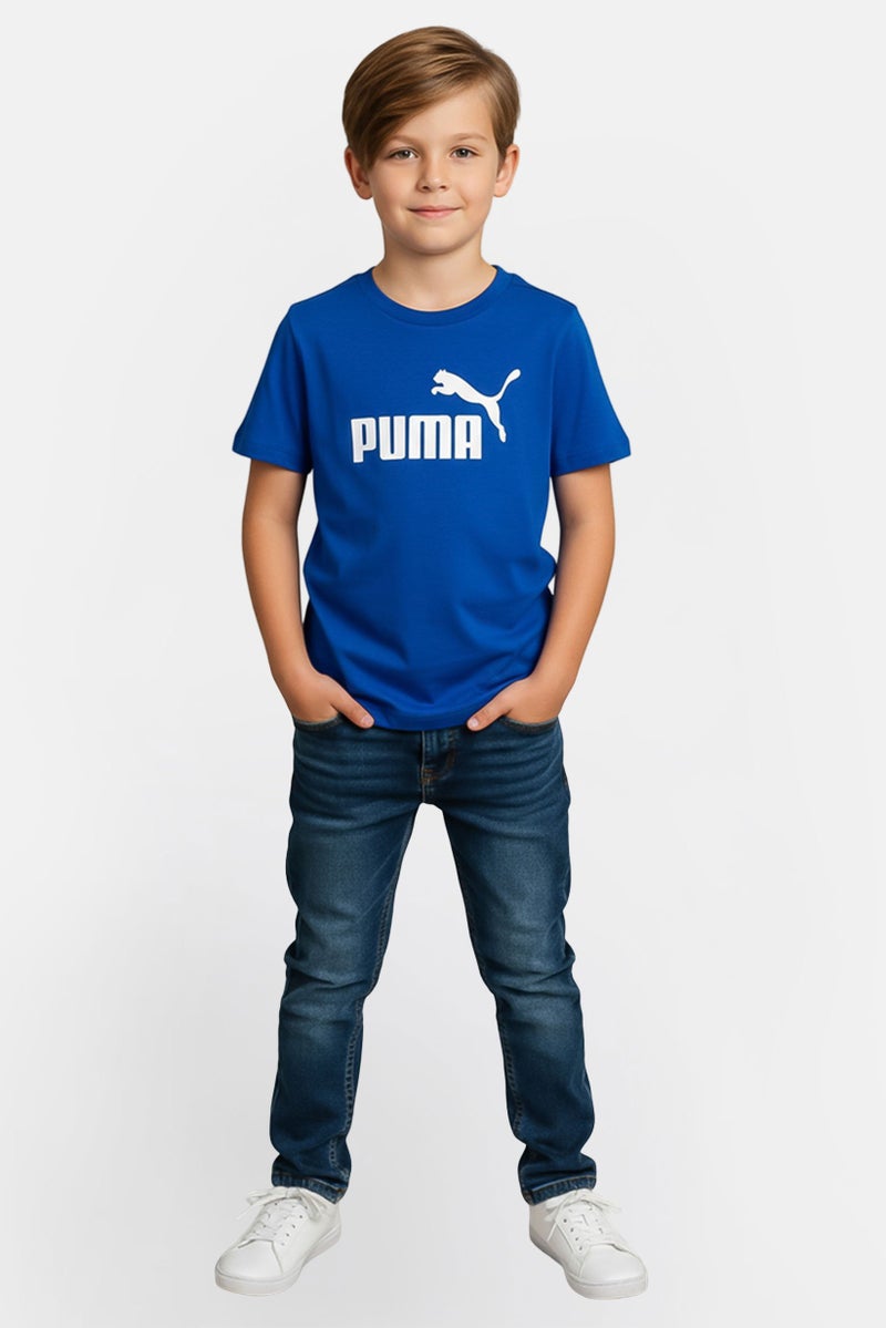 PUMA Kids Boy Graphic Print Short Sleeve Outdoor T-shirt, Blue - Image 1