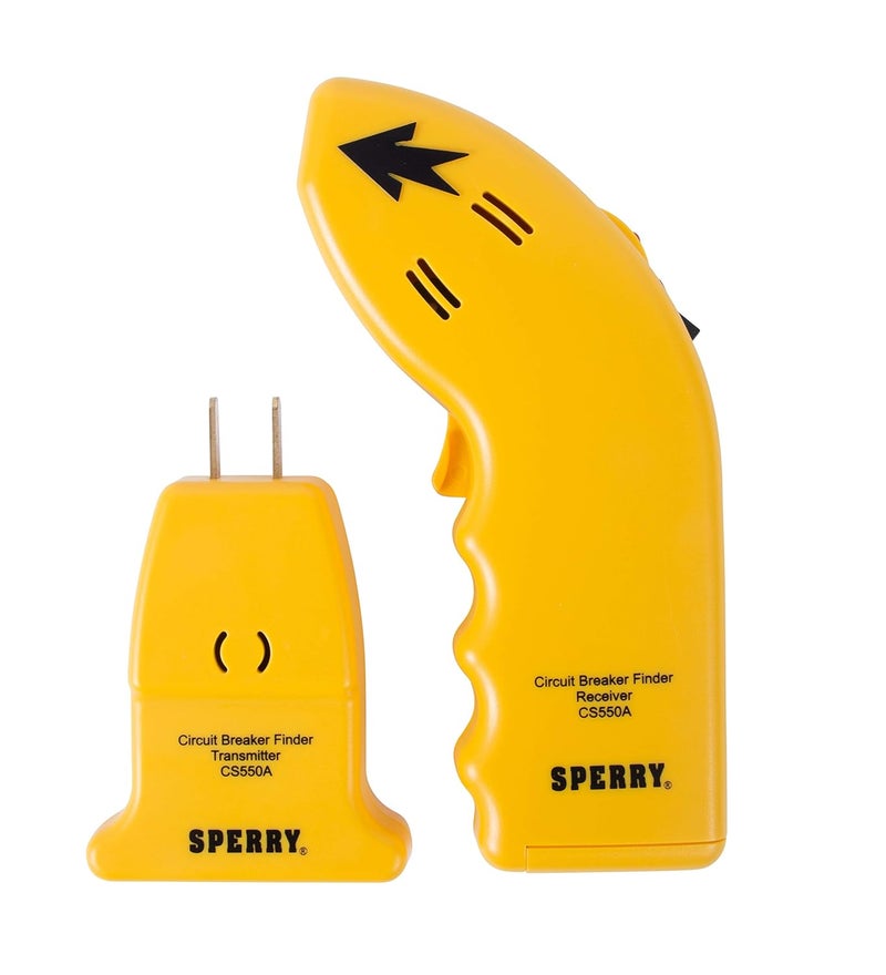 SPERRY Instruments CS550A Circuit Breaker Finder, Quickly Locate AC Circuits/Fuses, Visual LED, Plug Style Transmitter/Auto-Sensing Receiver, 120V AC, Yellow - Image 1