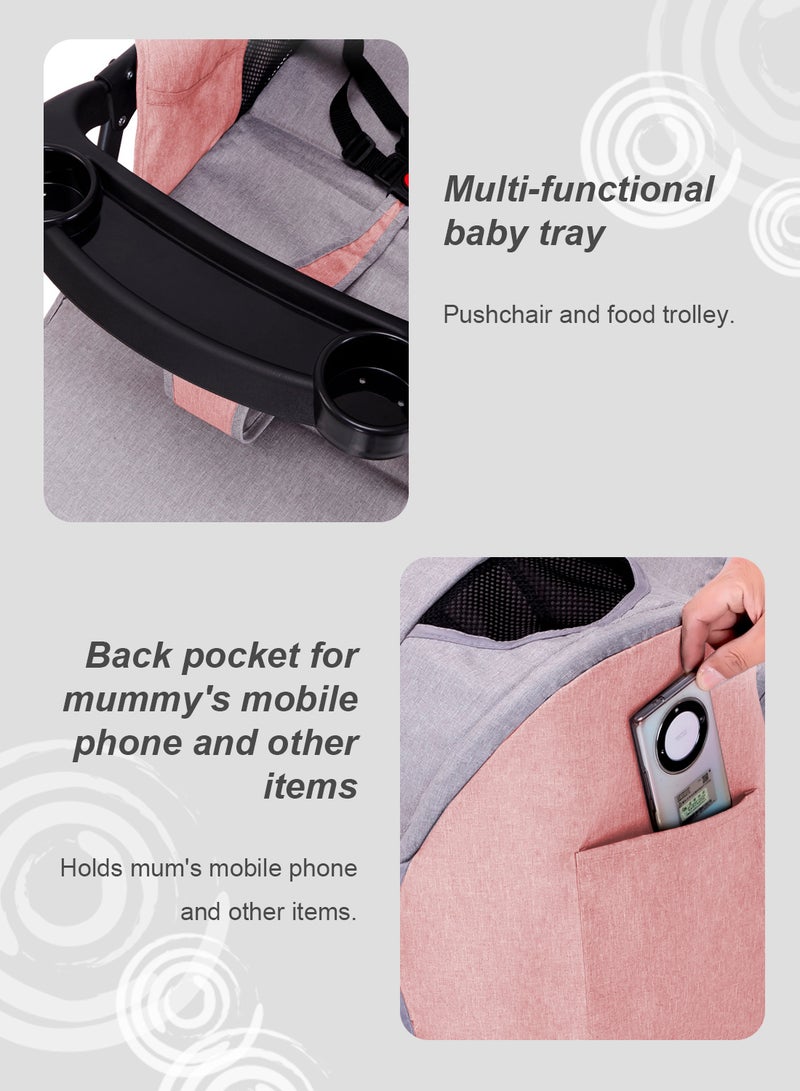 ما بيبي عربة أطفال مزدوجة للأطفال، عربات أطفال مزدوجة جنبًا إلى جنب، عربة أطفال مزدوجة قابلة للفصل وقابلة للانعكاس مع مظلة ومسند ظهر قابل للتعديل، يمكن الجلوس والاستلقاء- وردي - Image 2