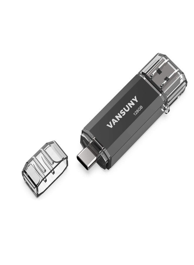 ذاكرة فلاش فانسوني بسعة 128 جيجابايت من النوع C، 2 في 1، تدعم تقنية OTG USB 3.0 + USB C، مزودة بحلقة مفاتيح، وحامل صور مزدوج، متوافقة مع هواتف أندرويد الذكية، وأجهزة الكمبيوتر، وأجهزة ماك بوك، والأجهزة اللوحية، وأجهزة الكمبيوتر الشخصية. - Image 1