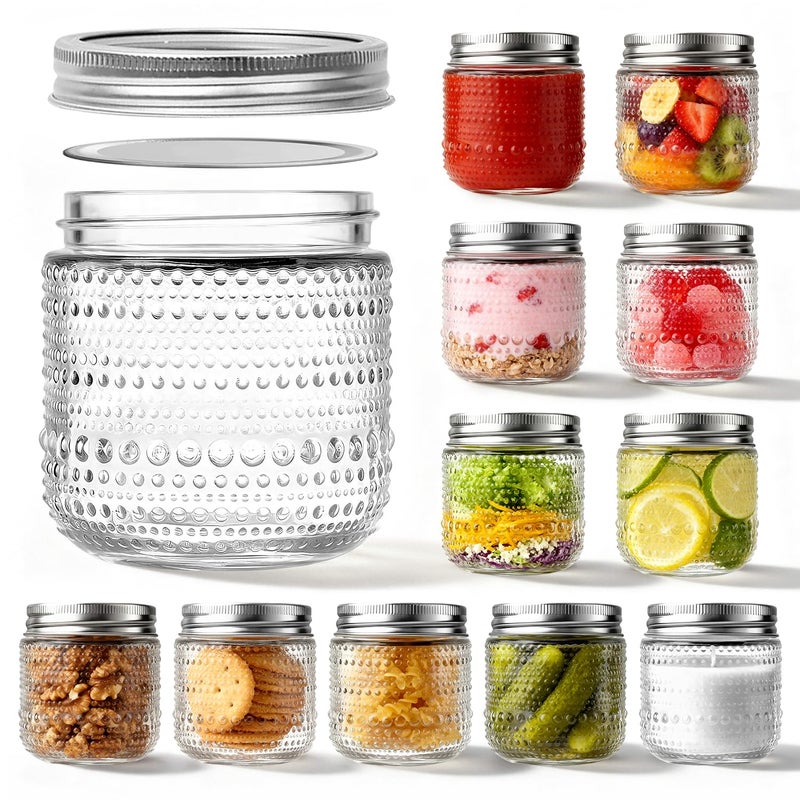 FULGNU 8 oz Mason Jars With Lids,12 Packs Small Mason Jars, Half Pint Glass Canning Jars for Jams, Jelly, Sauces, Desserts, chia pudding, Pickle, Gift - Image 1