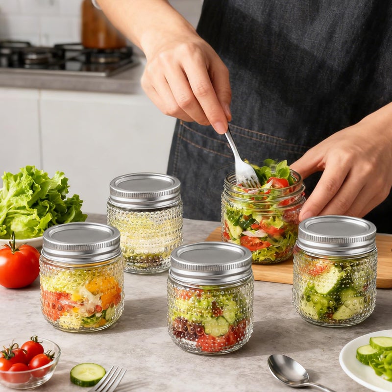 FULGNU 8 oz Mason Jars With Lids,12 Packs Small Mason Jars, Half Pint Glass Canning Jars for Jams, Jelly, Sauces, Desserts, chia pudding, Pickle, Gift - Image 2