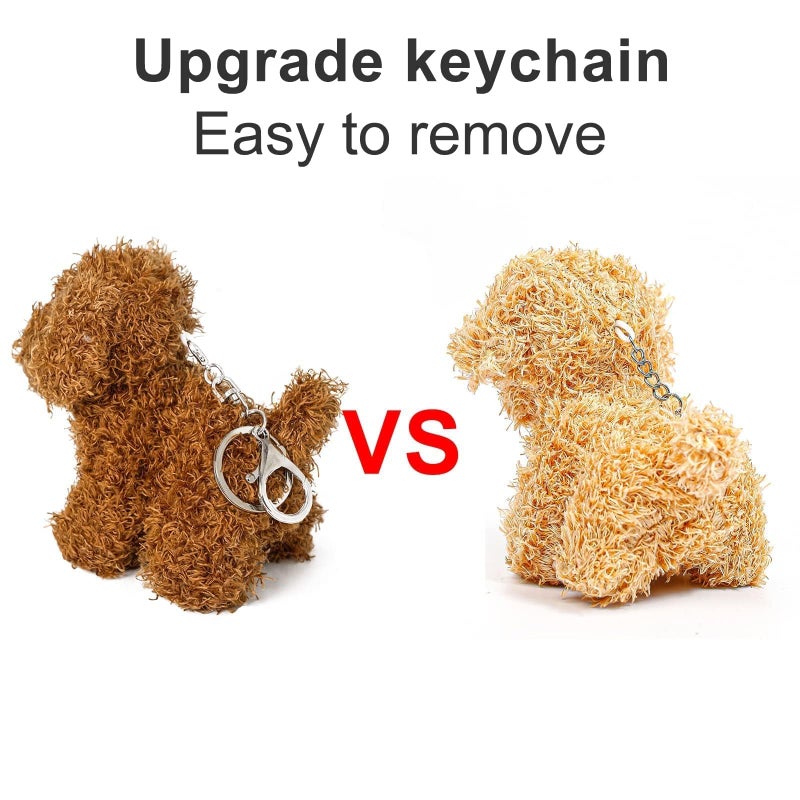 Anboor 3pcs Small Stuffed Animalsâ€”4.8 Inch Cute Puppy Dog Plush Stuffed Animal with Keychain for Party Favors (Brown,White,Light Brown) - Image 3