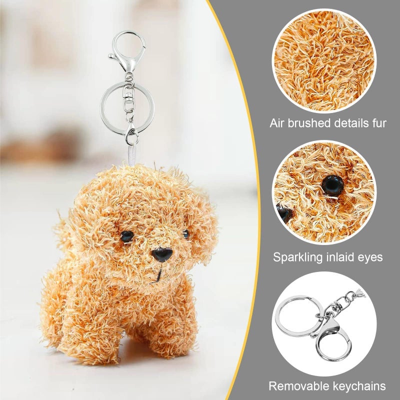 Anboor 3pcs Small Stuffed Animalsâ€”4.8 Inch Cute Puppy Dog Plush Stuffed Animal with Keychain for Party Favors (Brown,White,Light Brown) - Image 5