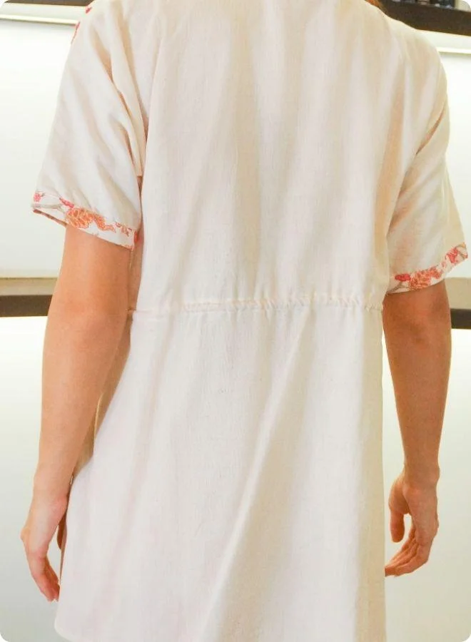 #Be Floral White Co-ord Set with Drawstring Top and Slit Pants