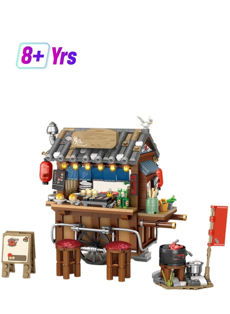 951pcs Takoyaki Stand, House Building Building Blocks Toy Ornaments, Children'S Educational Assembly Model Gifts - Image 1