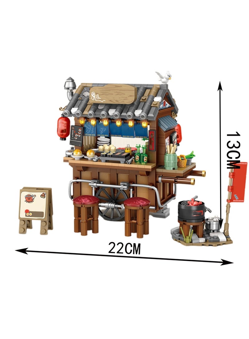 951pcs Takoyaki Stand, House Building Building Blocks Toy Ornaments, Children'S Educational Assembly Model Gifts - Image 2