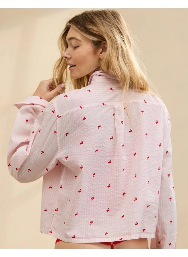 Aerie Aerie Off-Duty Seersucker Pajama Shirt