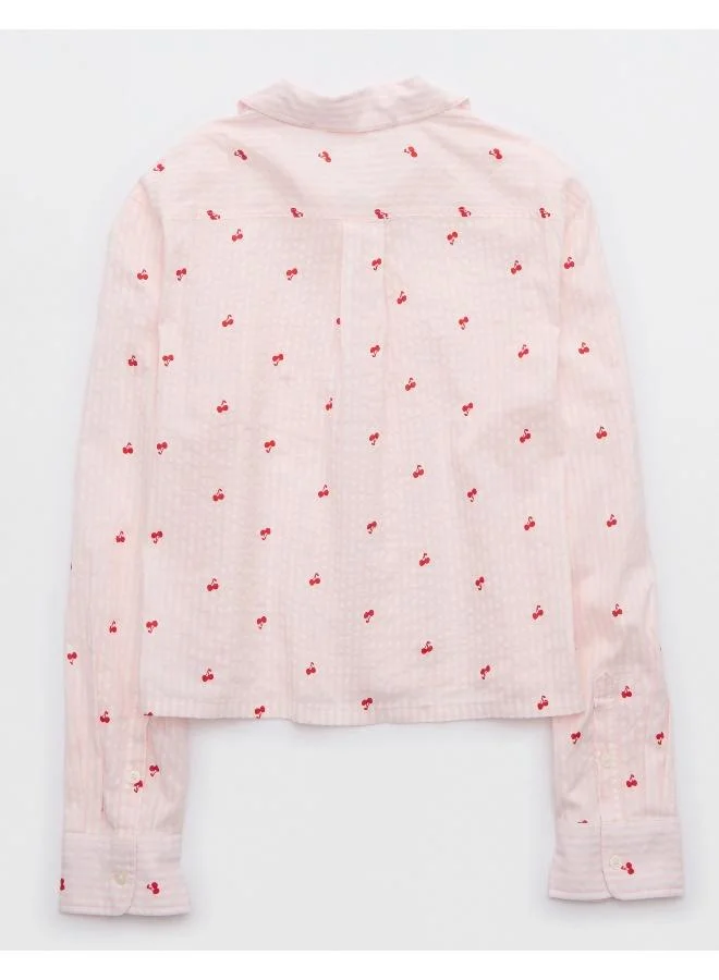 آري من امريكان ايجل Aerie Off-Duty Seersucker Pajama Shirt