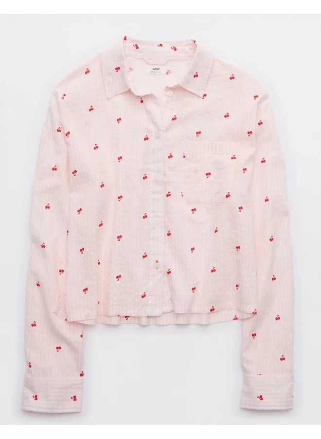 Aerie Aerie Off-Duty Seersucker Pajama Shirt