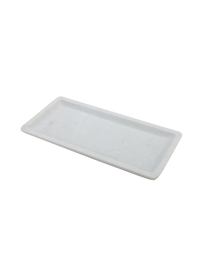 Restaurantware 9.8 Inch x 4.7 Inch Marble Serving Tray, 1 Veining Marble Food Tray - Scratch Resistant, Raised Edges, Italian Marble Marble Platter, Rectangular, For Snacks and Appetizers - Image 1