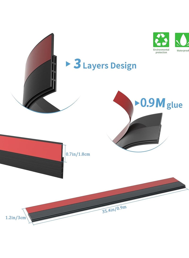 جود تول 2 عبوة مانع تسرب أسفل الباب اللاصق, ختم سفلي مطاطي عازل للصوت, واسعة وقوية, مناسب للأبواب الداخلية والخارجية، مقاوم للرياح والضوضاء، مقاوم للحشرات والقوارض - Image 2