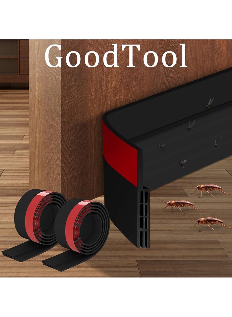 جود تول 2 عبوة مانع تسرب أسفل الباب اللاصق, ختم سفلي مطاطي عازل للصوت, واسعة وقوية, مناسب للأبواب الداخلية والخارجية، مقاوم للرياح والضوضاء، مقاوم للحشرات والقوارض - Image 1