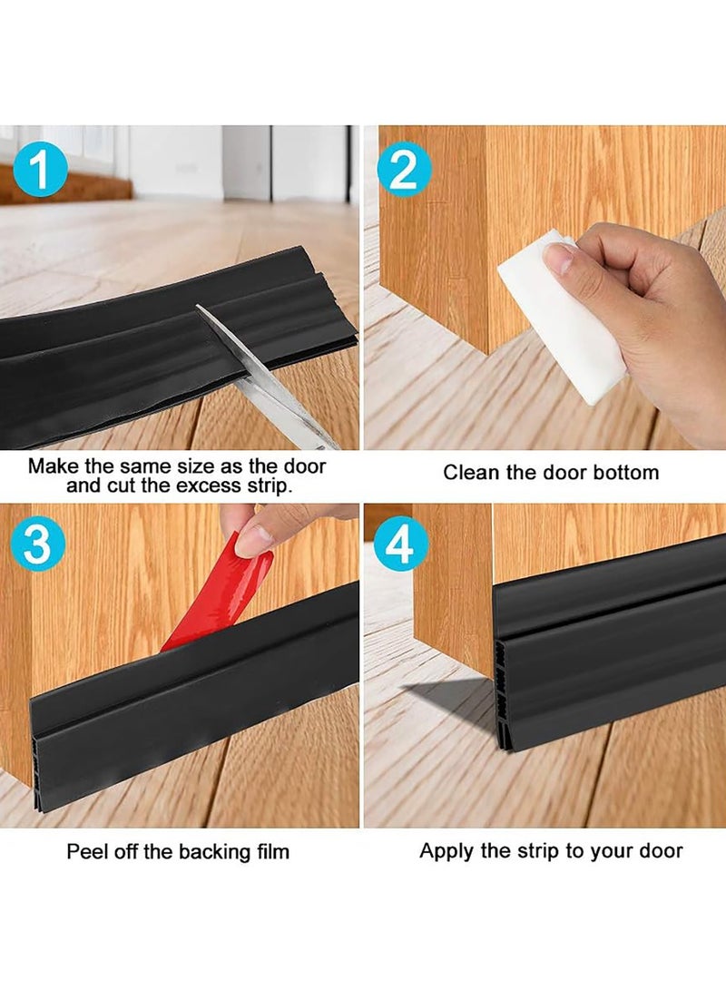 جود تول 2 عبوة مانع تسرب أسفل الباب اللاصق, ختم سفلي مطاطي عازل للصوت, واسعة وقوية, مناسب للأبواب الداخلية والخارجية، مقاوم للرياح والضوضاء، مقاوم للحشرات والقوارض - Image 4