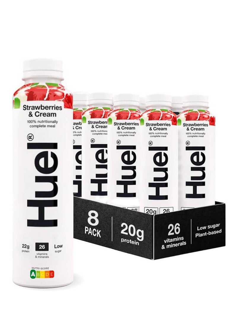Huel Complete Meal Protein Milkshake Strawberries & Cream Flavor 500ml Pack of 8 - Image 1