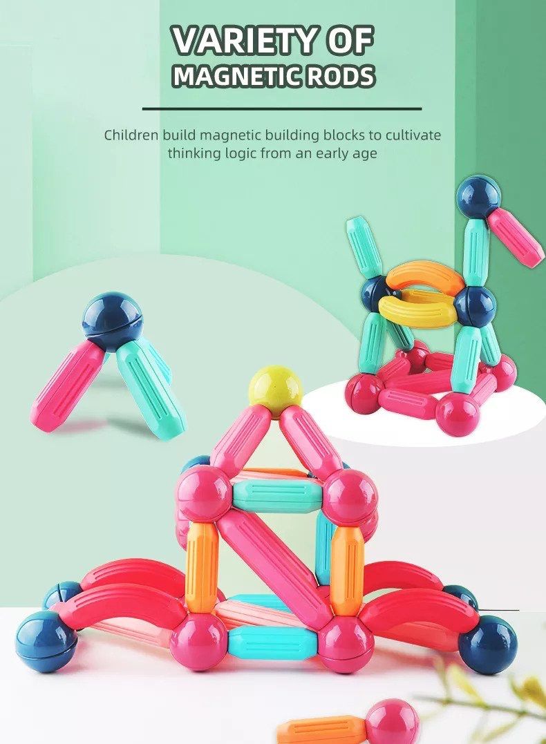 magnetic building sticks for Kids magnetic construction Building Blocks set magnetic sticks and balls blocks - Image 1