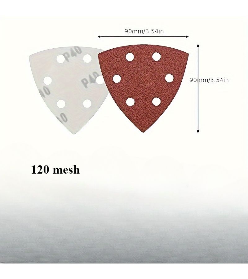 20 Pieces 120 Grit Triangle Sandpaper Set With 8 Hole Mouse Sander Metal Structure For Sanding And Finishing - Image 2