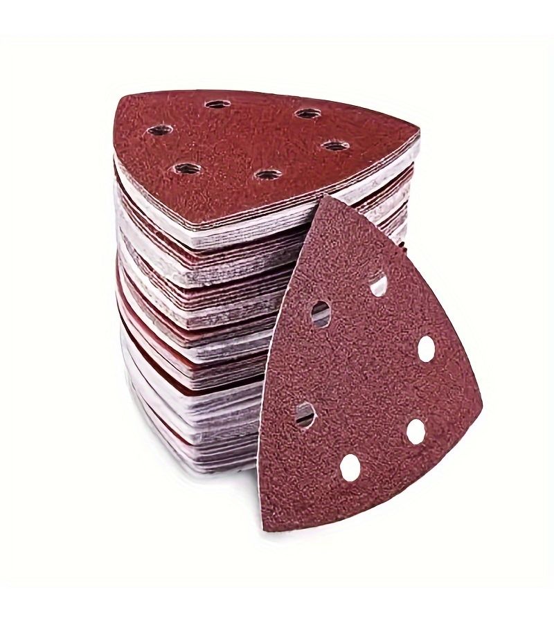 20 Pieces 120 Grit Triangle Sandpaper Set With 8 Hole Mouse Sander Metal Structure For Sanding And Finishing - Image 3