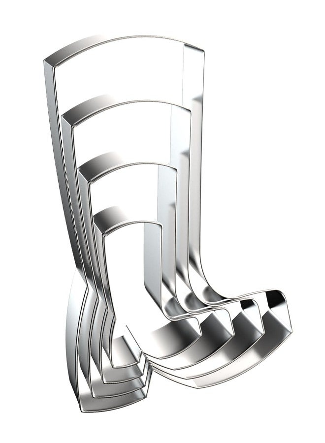 QAAQS Cowboy Boot Cookie Cutter Set - 5 inch, 4 inch, 3 inch, 2 inch - 4 Piece Western Cowboy Cowgirl Cookie Cutters Shapes Molds - Stainless Steel - Image 1